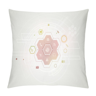 Personality  Technology Background With Web Icons. Pillow Covers
