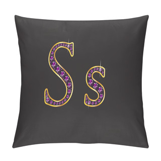 Personality  Ss Amethyst Jeweled Font With Gold Channels Pillow Covers