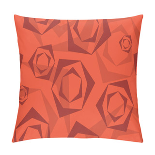 Personality  Background Pattern Of Rose Flower Abstraction Made With Geometric Shapes In Different Tones Of Red. Modern Vector Art. Pillow Covers