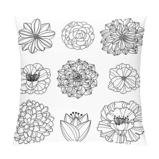 Personality  Vector Collection Of Hand Drawn Flowers Pillow Covers