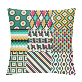 Personality  Set Of Seamless Retro Geometric Pattern Pillow Covers
