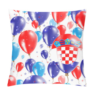 Personality  Croatia Independence Day Seamless Pattern Flying Rubber Balloons In Colors Of The Croatian Flag Pillow Covers