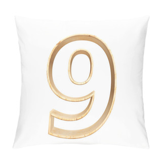 Personality  Decorative Wooden Alphabet Digit Nine Symbol - 1. 3d Rendering Illustration. Isolated On White Background Pillow Covers