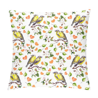 Personality  Seamless Valentine Day Design - Bird Couple With Flowers And Hearts Pillow Covers