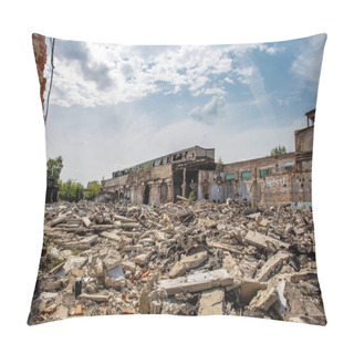 Personality  Earthquake Or War Aftermath Or Hurricane Or Other Natural Disaster, Broken Ruined Abandoned Buildings, Pills Of Concrete Garbage Pillow Covers
