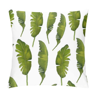 Personality  Watercolor Seamless Pattern Banana Leaves Vegetation. Green Leaf Leaves Lush Tropical Exotic Foliage Deleicate Elegant Greenery Isolated Elements For Composition Design Natural Organic Trendy Pillow Covers