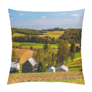 Personality  Early Autumn View Of Farms In Rural Southern York County, Pennsy Pillow Covers