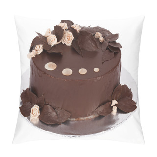 Personality  Decorated Chocolate Cake On Round Plate Pillow Covers