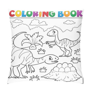 Personality  Coloring Book Dinosaur Subject Image 2 - Eps10 Vector Illustration. Pillow Covers