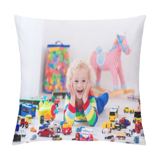 Personality  Little Boy Playing With Toy Cars Pillow Covers