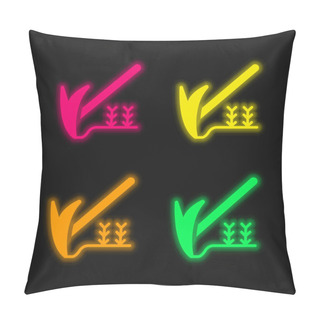 Personality  Agriculture Four Color Glowing Neon Vector Icon Pillow Covers