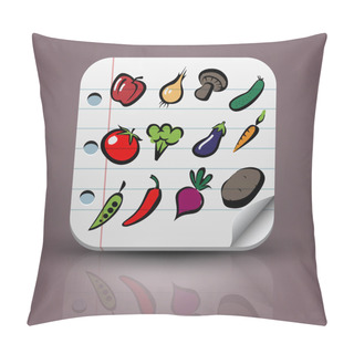 Personality  Set Of Fruits And Vegetables Icons Pillow Covers