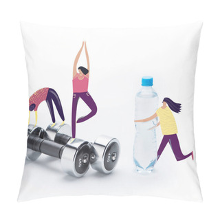 Personality  People Doing Sport Exercises On Dumbbells Pillow Covers