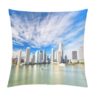 Personality  Aerial View Of Miami Skyscrapers With Blue Cloudy Sky, Boat Sail Pillow Covers