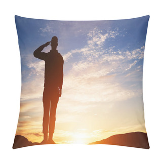 Personality  Soldier Salute. Silhouette Pillow Covers