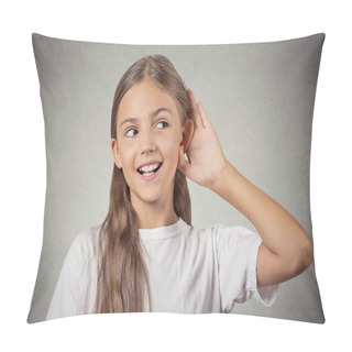 Personality  Eavesdropping. Curious Girl Listens Pillow Covers