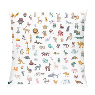 Personality  Vector Collection Of Cute Animals With Abstract Patterns. Cartoon Characters For Creating Prints. Pillow Covers