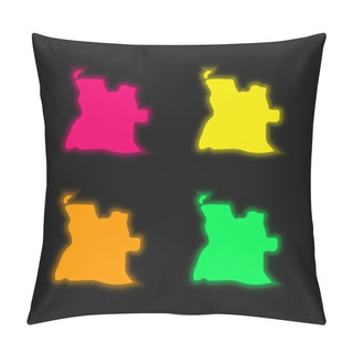 Personality  Angola Four Color Glowing Neon Vector Icon Pillow Covers