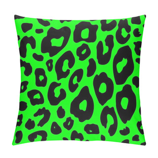 Personality   Imitation Leopard, Cheetah, Tiger Animal Print.Spotted Animal Skin Seamless Pattern.Vector Vintage 80s 90s Pattern. Black Spots On A Light Green Background.  Pillow Covers