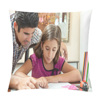 Personality  Young Latin Gather Helping Her Daughter With Homework Pillow Covers