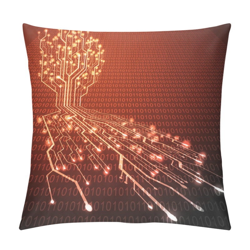 Personality  Red hot circuit board in Tree shape, Technology background pillow covers