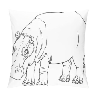 Personality  Hand Drawing Outline Illustration Of Hippo Pillow Covers