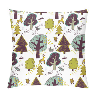 Personality  Winter Forest And Animal Seamless Pattern Pillow Covers