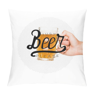 Personality  Person Holding Glass Of Beer Pillow Covers