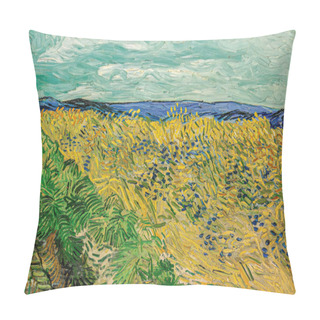 Personality  Van Gogh, Wheatfield With Cornflowers, Is An Oil Painting On Canvas 1890 - By Dutch Painter, Drawer And Printmaker, Vincent Willem Van Gogh (18531890).  Pillow Covers