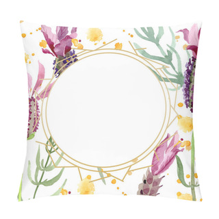 Personality  Purple Lavender Floral Botanical Flowers. Watercolor Background Illustration Set. Frame Border Ornament Square. Pillow Covers