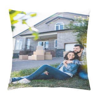 Personality  Couple Relaxing On Grass Pillow Covers