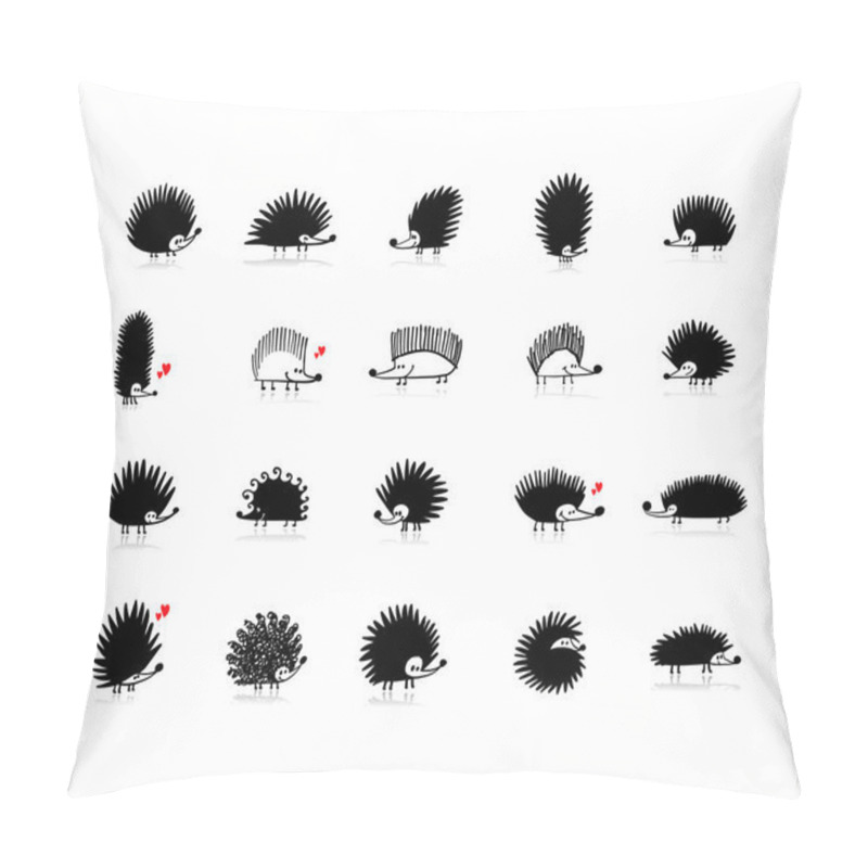 Personality  Funny hedgehogs collection, black silhouette for your design pillow covers