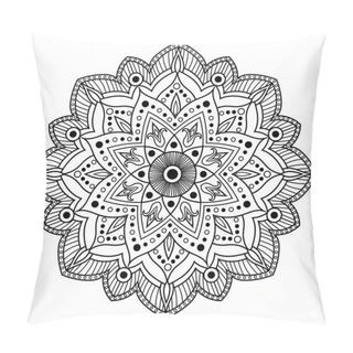 Personality  Monochrome White Black Flower Mandala Vector. Indian, Ethnic, Arabic, Islamic, Oriental Or Turkish Ottoman Ornament For Coloring Page. Flower Decoration Yoga Print. Pillow Covers