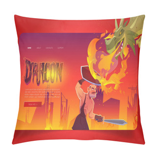 Personality  Dragon Attack Knight Cartoon Landing Page, Fantasy Pillow Covers