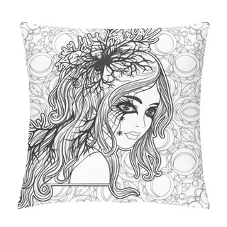 Personality  Portrait Of A Young Beautiful Girl In Halloween Or Day Of The De Pillow Covers