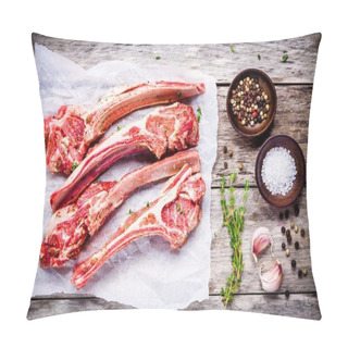 Personality  Raw Lamb Meat Ribs With Garlic And Thyme Pillow Covers