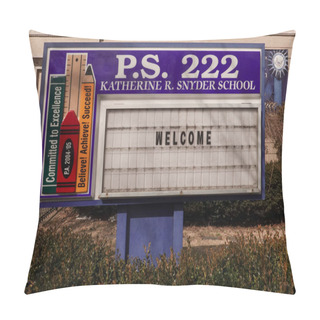 Personality  BROOKLYN, NEW YORK - FEBRUARY 25, 2021: Elementary School P.S. 222 Welcomes Students In Brooklyn, NY. New York Closed Down The Public School System. Elementary Schools Reopened On December 7th, 2020 Pillow Covers