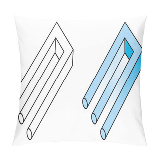 Personality  Blivet, Impossible Trident, A Kind Of Optical Illusion. Impossible Object And Undecipherable Figure. Also Known As Impossible Fork, Poiuyt And Devils Tuning Fork. Illustration Over White. Vector. Pillow Covers