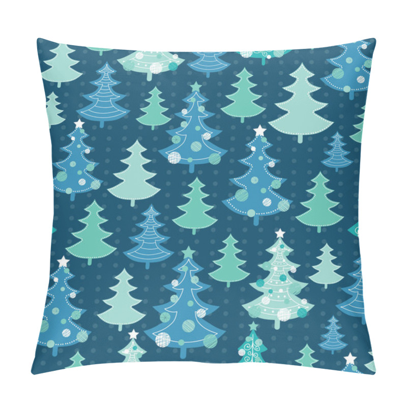 Personality  Vector dark green and blue decorated christmas trees winter holiday seamless pattern. Great for fabric, wallpaper, packaging, giftwrap. pillow covers