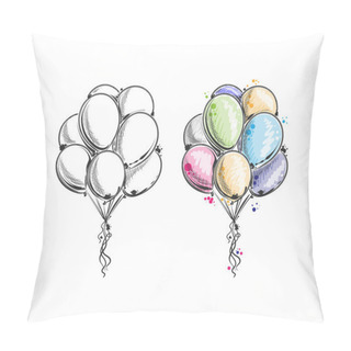 Personality  Sketch Helium Balls, Vector Illustration Pillow Covers