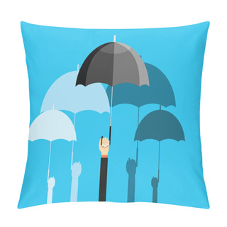 Personality  Hands Holding Umbrellas Simply Vector Illustration  Pillow Covers