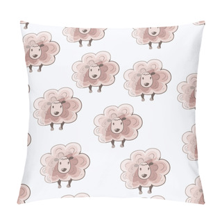Personality  Pattern With Cute Sheep. Vector. Pillow Covers