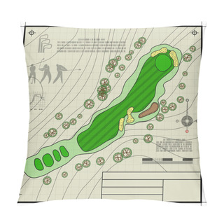Personality  Golf Course Layout Blueprint Drawing Pillow Covers