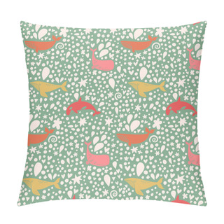 Personality  Sea Color Whales Pattern Pillow Covers