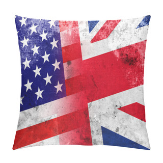 Personality  USA And UK Flag With A Vintage And Old Look Pillow Covers