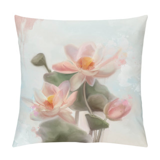 Personality  Spring And Summer Flowers Collection  Pink Water Lilies In Watercolor Style Pillow Covers