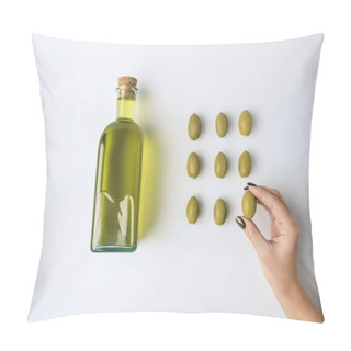 Personality  Oil Bottle And Woman Holding Olive Pillow Covers