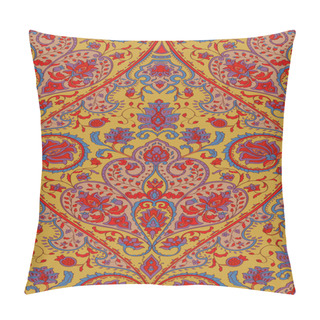 Personality  Seamless Pattern With Ornamental Flowers. Yellow And Red Floral Damask Ornament. Background For Wallpaper, Textile, Carpet And Any Surface.  Pillow Covers