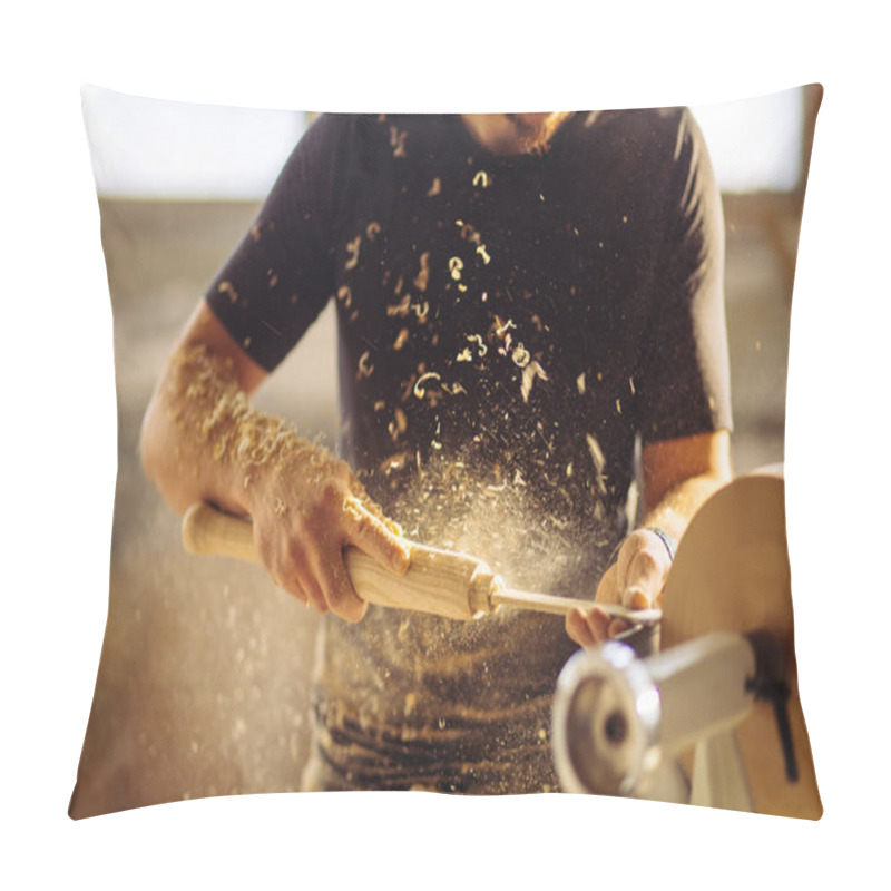 Personality  Wood Lathe. Carpenter Lathing Wood Pillow Covers