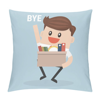 Personality  Businessman Leaving Job, Vector, Flat Design Pillow Covers